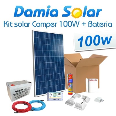 Kit solar completo para camper 100W + Batería AGM (Opcional litio) | Damia Solar