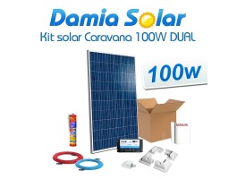 Kit solar completo caravana 100W con regulador 2 baterías | Damia Solar