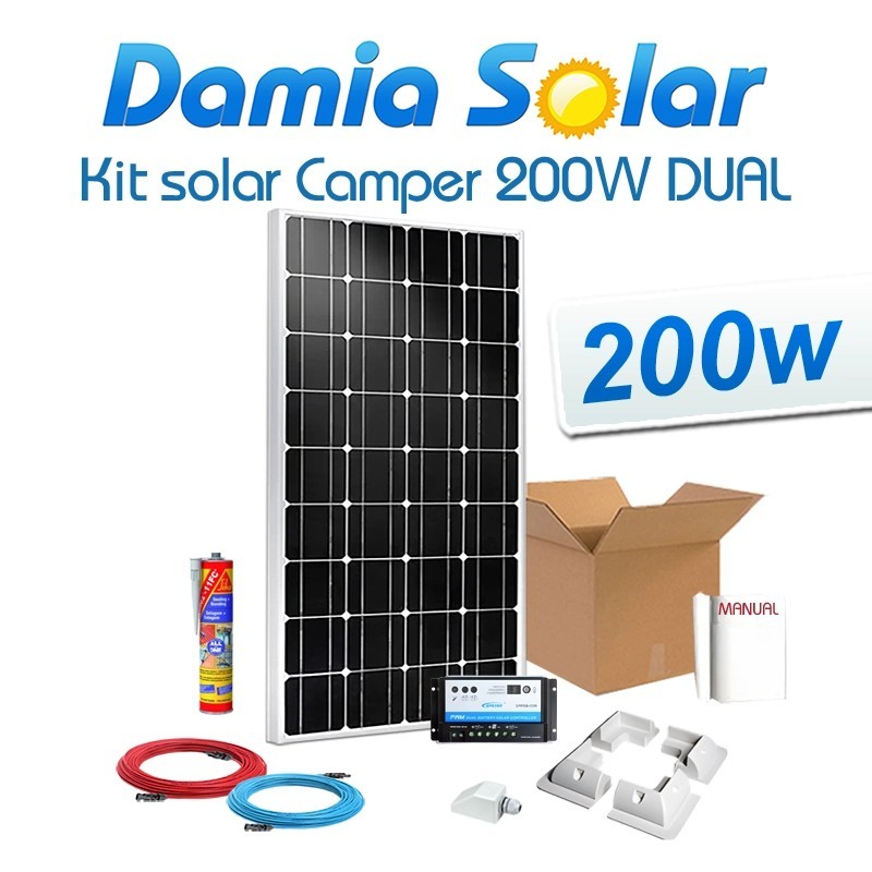 Kit solar completo para autocaravanas 200W Dual. Para carregar 2 baterias | Damia Solar