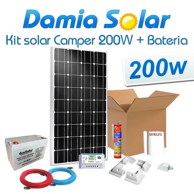 Kit solar completo para autocaravana 200 W + batería AGM (lítio opcional) | Damia Solar