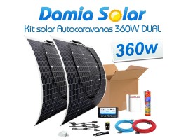 Kit solar para caravanas 360W com painéis flexíveis e regulador Dual | Damia Solar