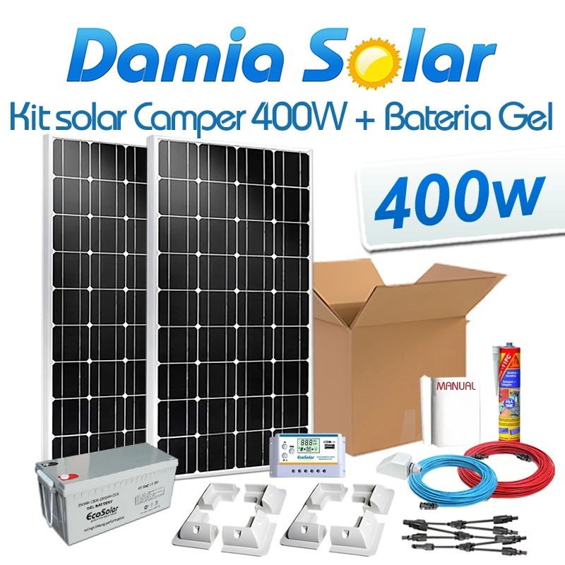 Kit solar completo para caravanas 400W + Bateria de Gel | Damia Solar