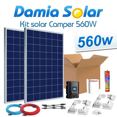 Kit solar completo para autocaravana 560 W a 12V (2 painéis de 280W 24V) | Damia Solar