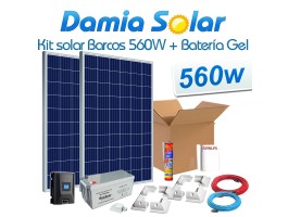 Comprar Kit solar para barcos 560W 12V  + Bateria de Gel (2 x Painéis de 280W 24V)
