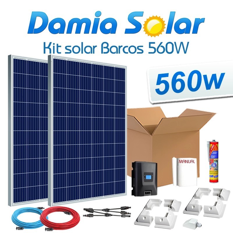 Kit solar completo para embarcações 560W a 12V (dois painéis) | Damia Solar