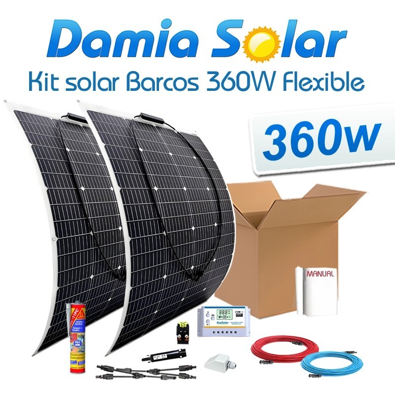 Kit solar embarcaciones y barcos 360W con placas flexibles | Damia Solar