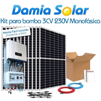 Kit solar para uso directo bomba de agua 3CV 230V monofásica | Damia Solar