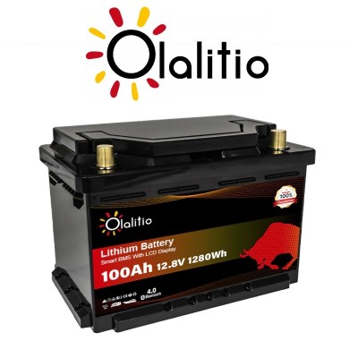 Bateria de lítio Olalitio LiFePO4 Smart BMS 12,8V 100Ah | Damia Solar