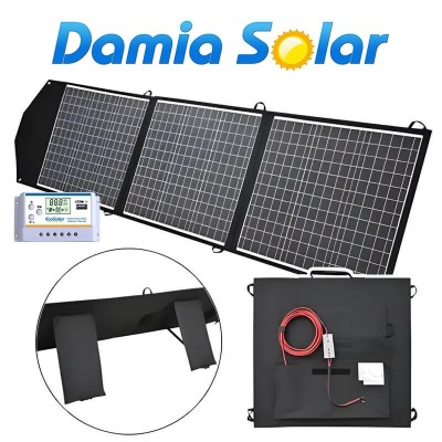 Mala solar dobrável portátil 150W 12V com regulador 20A  | Damia Solar