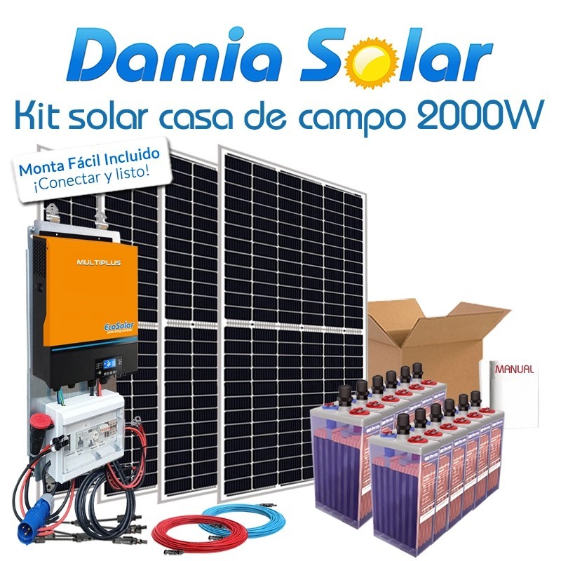 Kit aislada casa de campo 2000W con batería estacionaria | Damia Solar