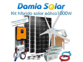 Kit híbrido solar + eólico 1000W