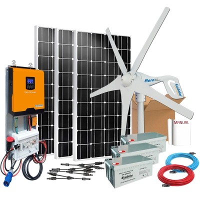 Kit híbrido solar + eólico 1000W