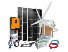 Kit híbrido solar + eólico 1000W
