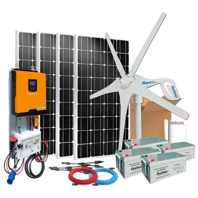 Comprar Kit híbrido solar + eólico 1500W Diario