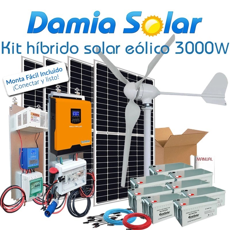 Comprar Kit híbrido solar + eólico 3000W
