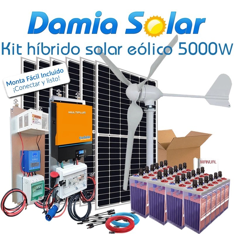 Comprar Kit híbrido solar + eólico 5000W