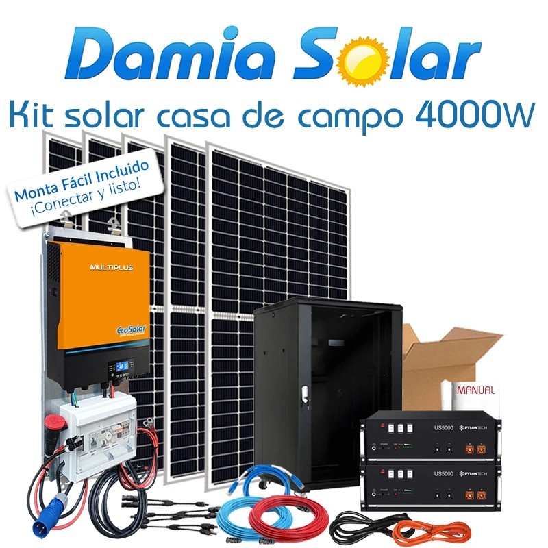 Comprar Kit Solar aislada 4000W Litio uso diario para casa de campo