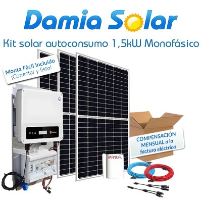 Kit de autoconsumo solar monofásico de 1,5kW XS com excedentes