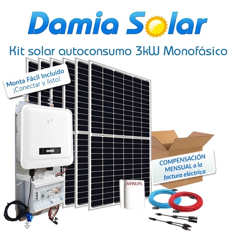 Kit de autoconsumo solar monofásico de 3kW DNS G3 com excedentes