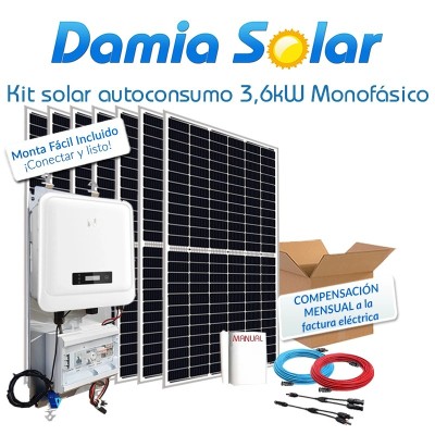 Kit de autoconsumo solar monofásico de 3,6kW DNS G3 com excedentes
