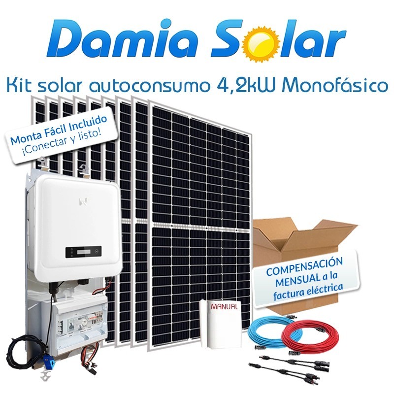 Kit de autoconsumo solar monofásico de 4,2kW DNS G3 com excedentes