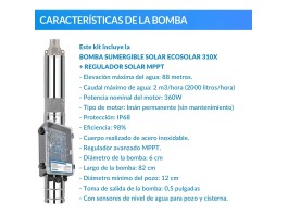Kit de bombeo Ecosolar 310X - Caudal máx. 2000 litros/h | Damia Solar
