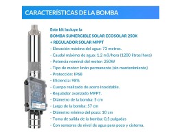 Kit de bombeo Ecosolar 250X - Caudal máx. 1200 litros/h | Damia Solar