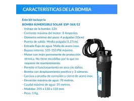Comprar Kit  de bombeo de pozos Ecosolar 36X 12V - Caudal Máx. 360 litros/hora
