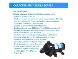 Kit de bombeo Ecosolar 2420 24V - Caudal máx. 1200 litros/h | Damia Solar