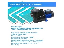 Kit solar bomba depuradora de piscina (Bomba de 1,5 CV) | Damia Solar