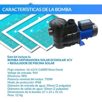 Comprar Kit solar bomba depuradora de piscina 1CV
