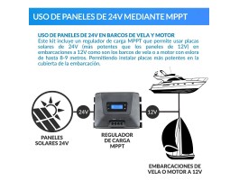 Kit solar embarcaciones panel 460W 24V instalación a 12V | Damia Solar