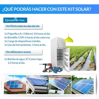 Kit Solar Huerto Plus: Nevera-congelador, luz, bomba de agua | Damia Solar