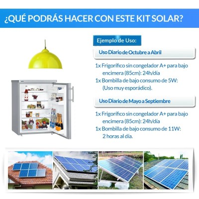 Kit solar 500W Lítio para uso diário Onda pura frigorífico sem congelador | Damia Solar