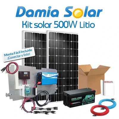 Kit solar 500W Litio Uso Diario Onda pura nevera sin congelador | Damia Solar